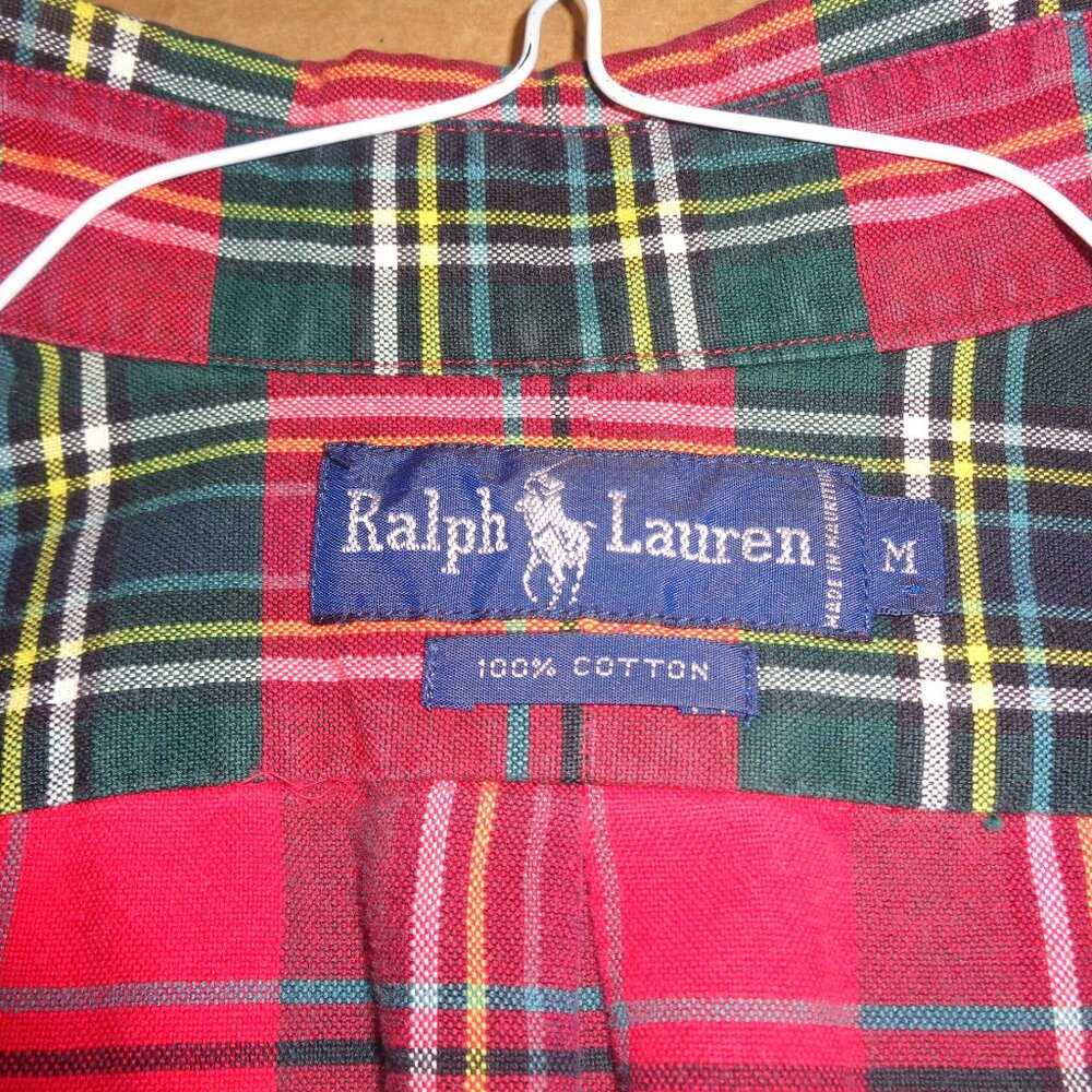 Polo Ralph Lauren Mens Plaid Shirt Medium Preppy Long Sleeve - Picture 2 of 8